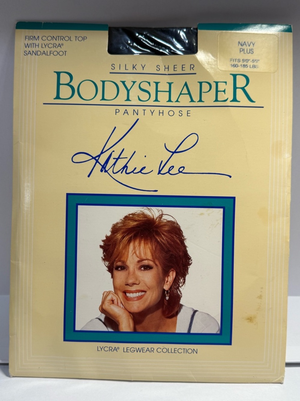 Vintage Kathie Lee BodysHaper Pantyhose Silky Sheer Navy Plus Control Top NOS